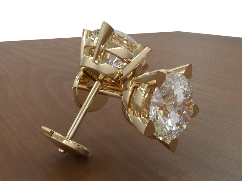 Diamond simulant 8mm moissanite 18ct/9ct gold star stud earrings - RK Jewellery Designs 