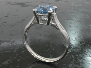 Victorian style gold/platinum solitaire blue topaz ladies ring - RK Jewellery Designs 