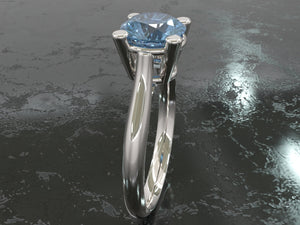 Victorian style gold/platinum solitaire blue topaz ladies ring - RK Jewellery Designs 