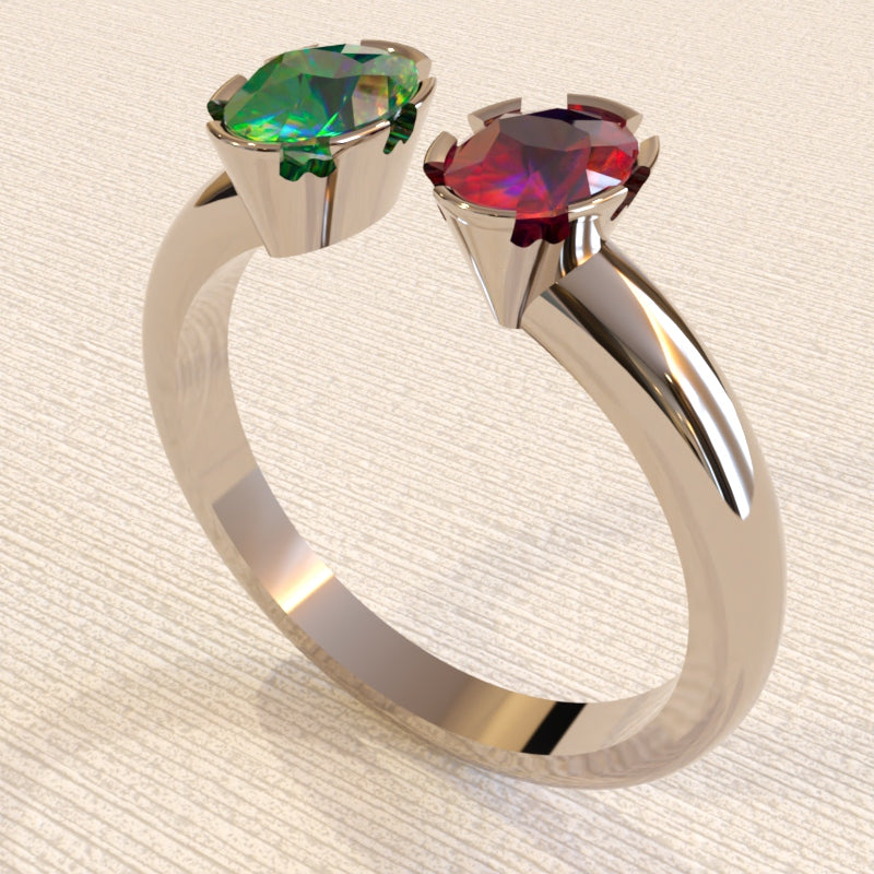 Ruby and emerald 9ct/18ct gold/platinum floating ring - RK Jewellery Designs 