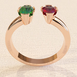 Ruby and emerald 9ct/18ct gold/platinum floating ring - RK Jewellery Designs 