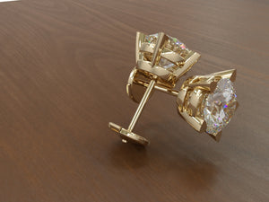 Diamond simulant 8mm moissanite 18ct/9ct gold star stud earrings - RK Jewellery Designs 