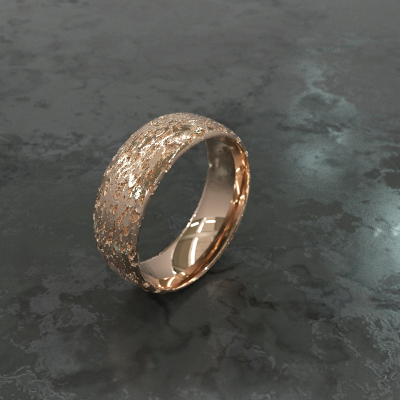 A celebration of eternal love, handmade 18ct/9ct gold luxury textured concrete wedding bands - RK Jewellery Designs 