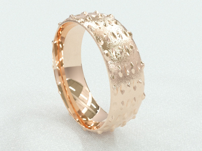 A celebration of eternal love, handmade 18ct/9ct gold luxury textured bobbled wedding bands - RK Jewellery Designs 